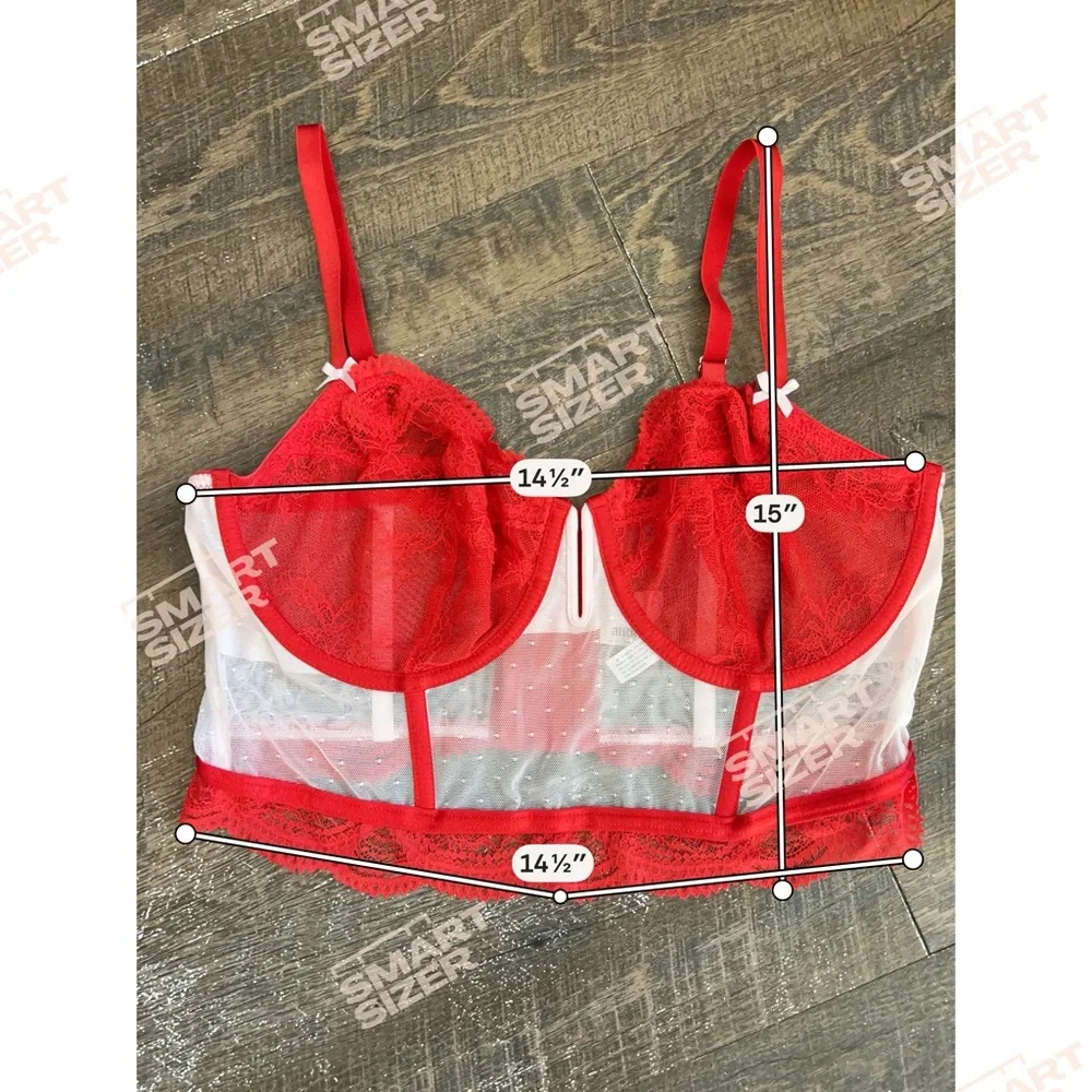 Auden Red & White Lace Underwire Bustier Longline‎ Bra Size XL